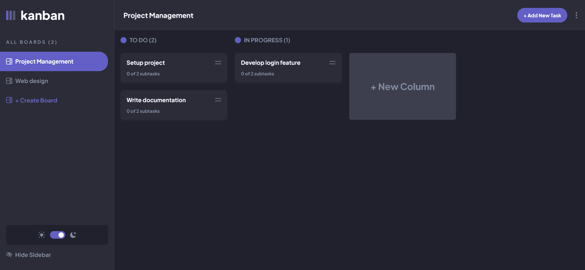 Kanban board web application