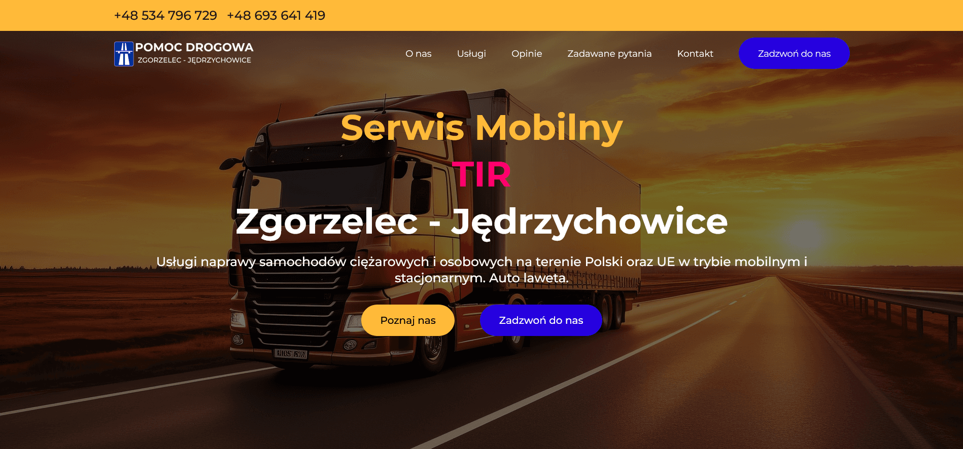 Mobile truck service web site