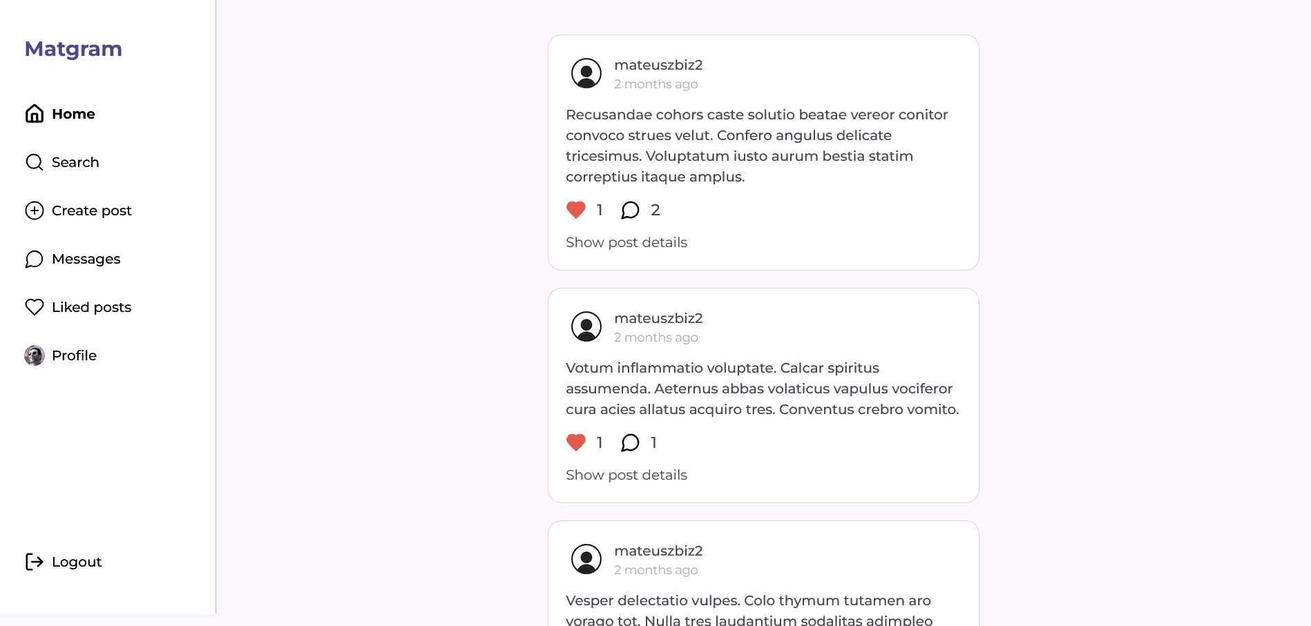 Social media web application